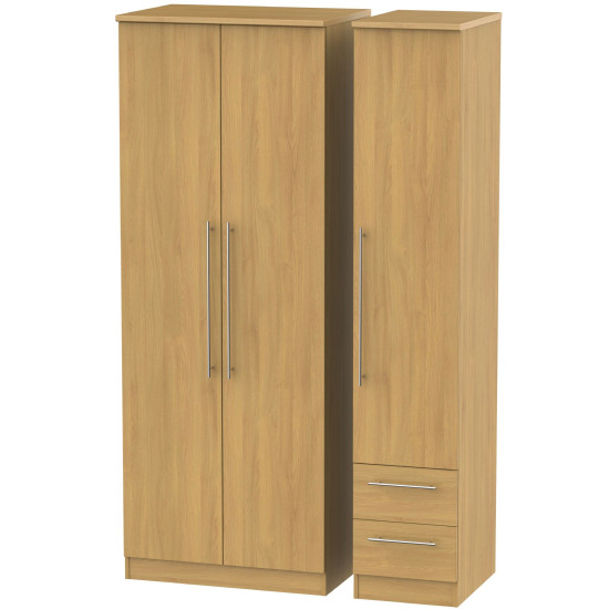 Harlech 3 Door with 2 Small Drawers Wardrobe